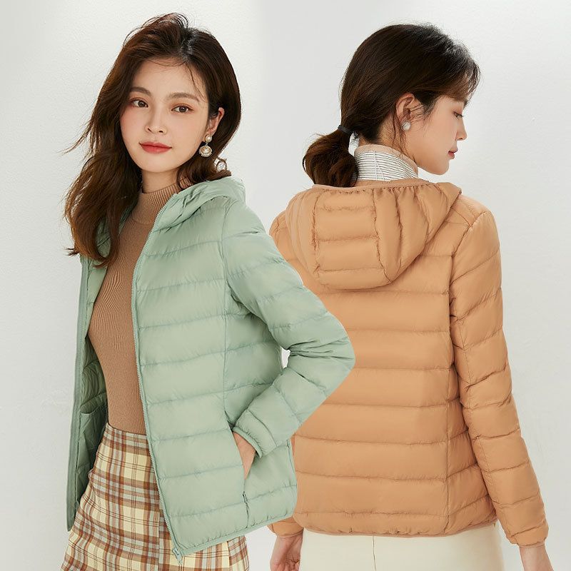 Damen Ultraleichte gesteppte Kapuzenjacke mit ultraflacher Thermowatte Drune