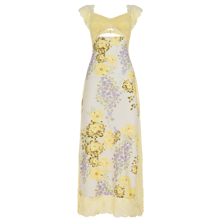 Damen elegantes Nachthemd mit floralen Einsätzen und zarten Spitzenakzenten Drune