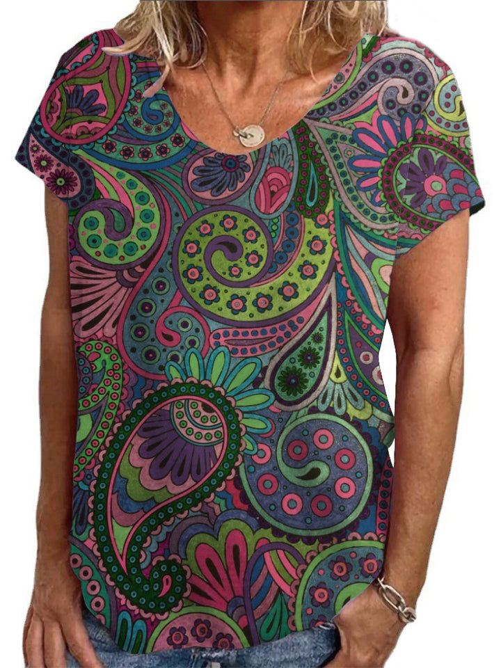 Damen Lockere Bluse mit buntem Paisleymuster Drune