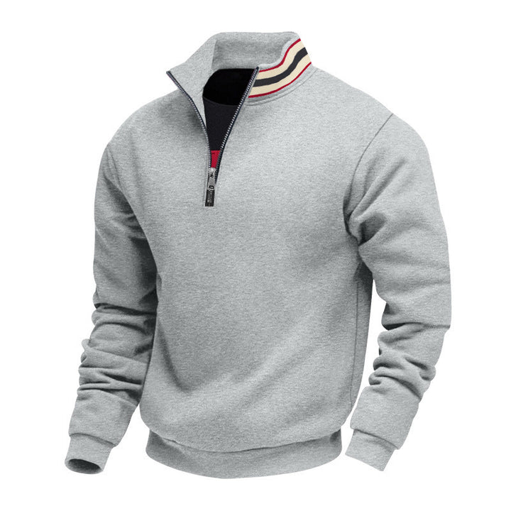 Herren nan Halbzip-Sweatshirt mit sportivem Ringkragen und weichem Fleece-Innenfutter Drune