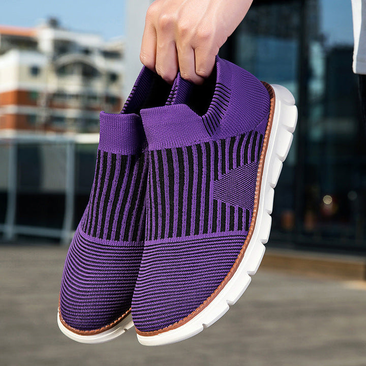 Damen Sportliche Slip-On Sneakers mit flexiblem Strick-Obermaterial Drune