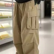 Herren Oversize-Baggy-Cargohose im Urban-Utility-Stil mit elastischem Tunnelzugbund und Mehrfachklappentaschen Drune
