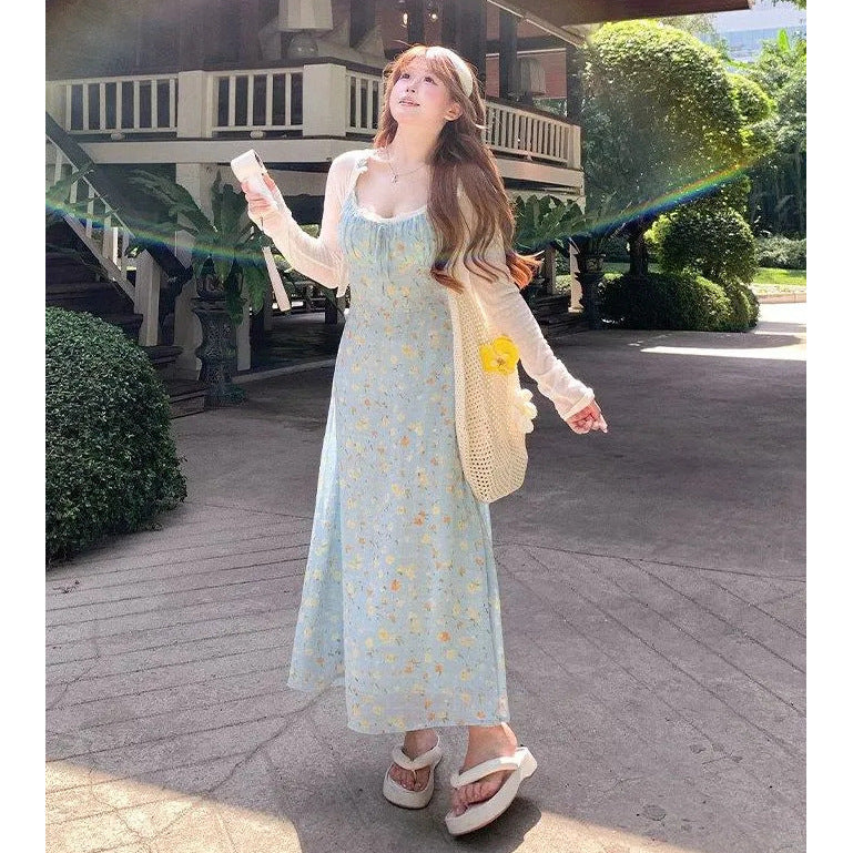 Damen Blütenmuster Mini-Kleid mit Puffärmeln Drune
