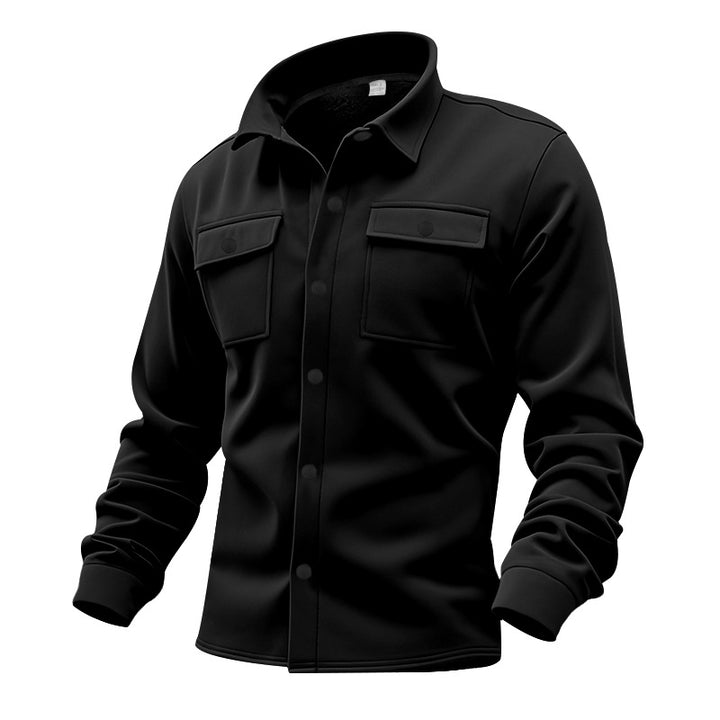 Herren nan Twill-Overshirt mit Hemdkragen, aufgesetzten Brustklappen und geradem Saum Drune