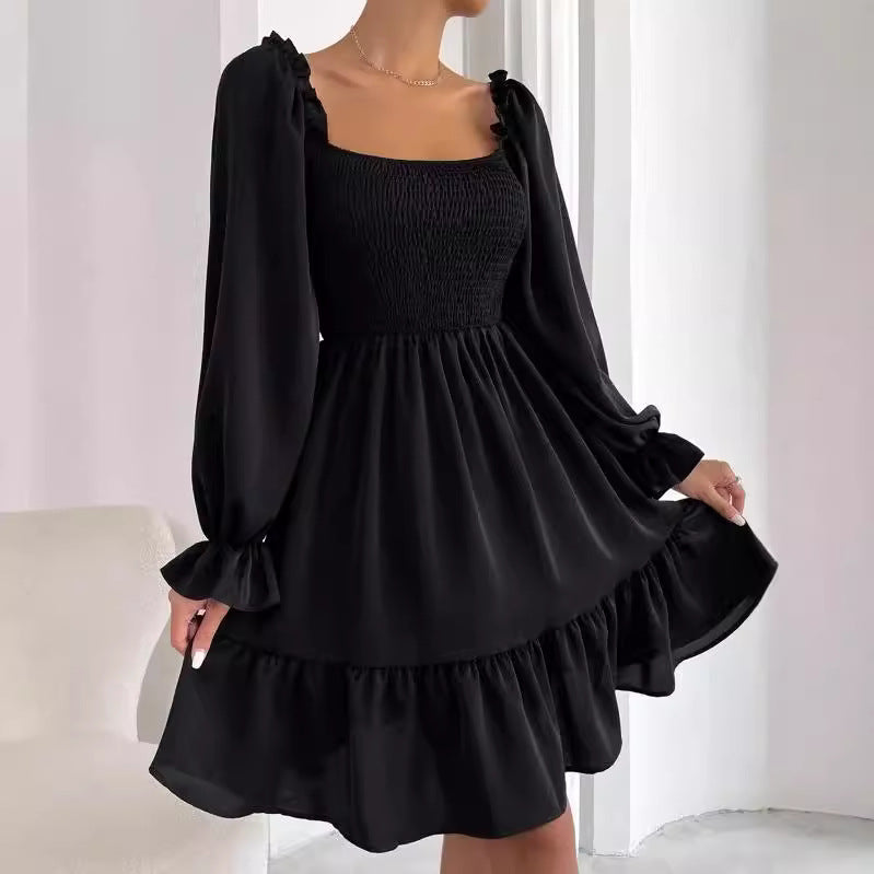 Damen Luftiges Minikleid mit Puffärmeln und Rüschendetails Drune