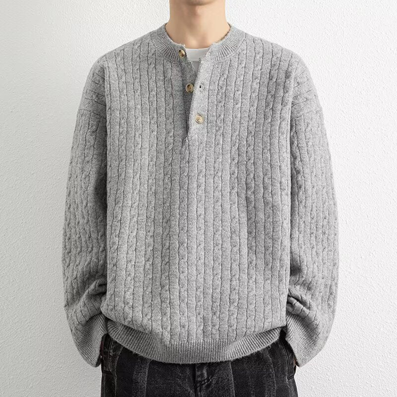 Herren Grobstrickpullover mit Knopfleiste Drune 1787964769