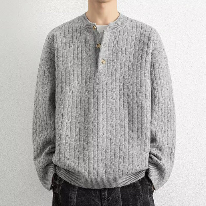 Herren Grobstrickpullover mit Knopfleiste Drune 1787964769