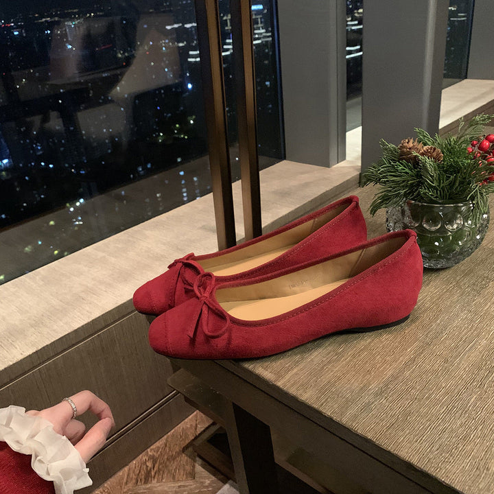 Damen Ballerinas mit charmantem Schleifendetail aus hochwertigem Wildleder Drune