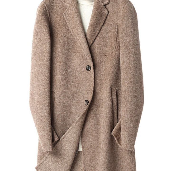 Herren Strukturierter Longcoat aus Wollmix mit fallendem Revers und Ein-Knopf-Verschluss Drune