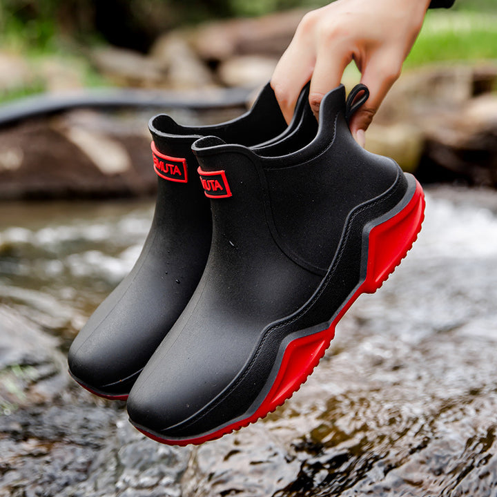 Damen wasserdichte Kurzstiefel mit faltbarem Manschettenkragen Drune