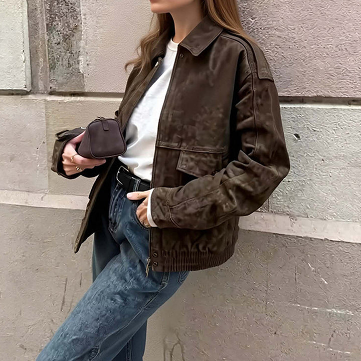 Damen elegante leichte Jacke mit oversized Schnitt und praktischen Taschen Drune