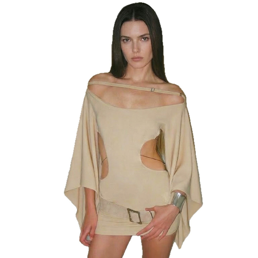 Damen elegantes Oversized Kleid mit transparenten Einschnitten und modernem Design Drune