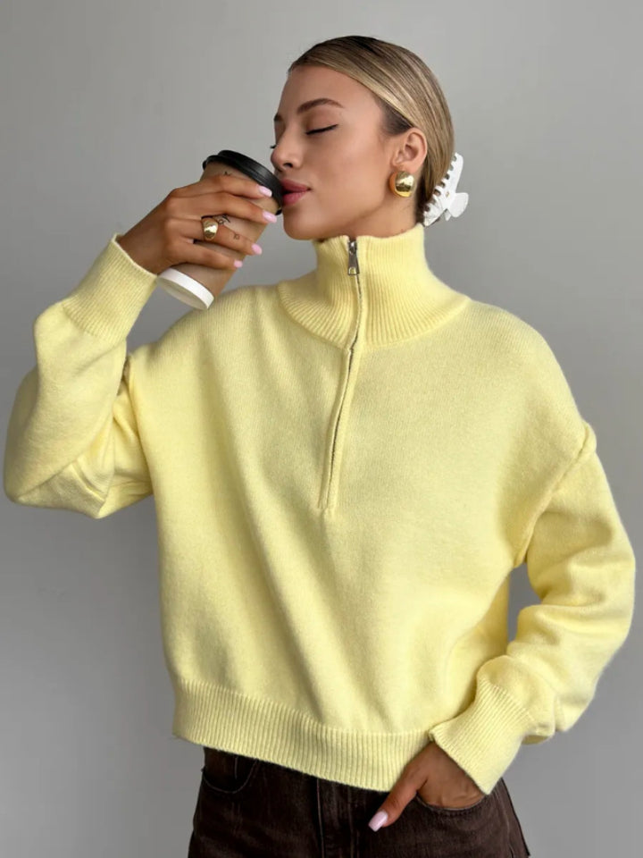 Damen Modischer Pullover mit praktischem Halbreißverschluss Drune