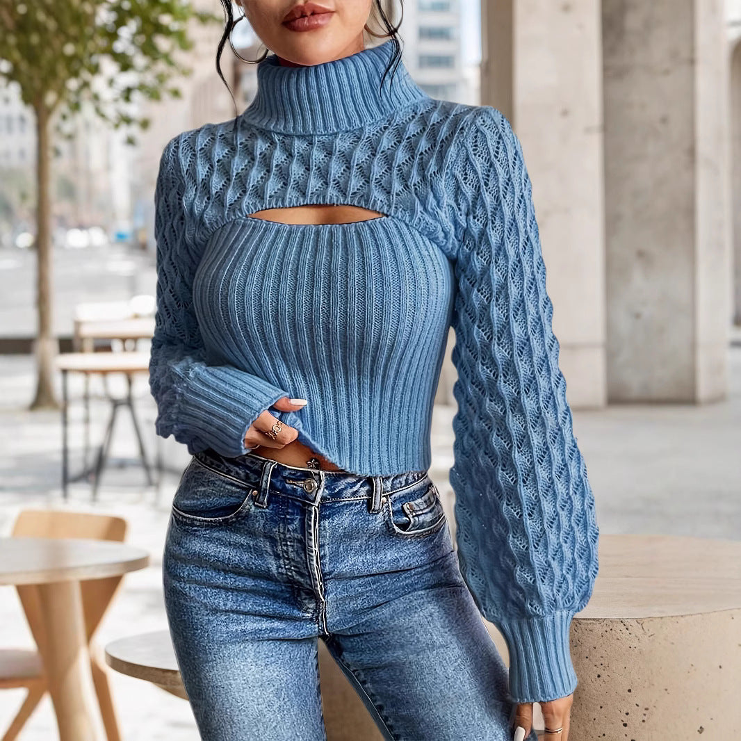 Damen Pullover mit hochgeschlossenem Kragen und Cut-Outs Drune