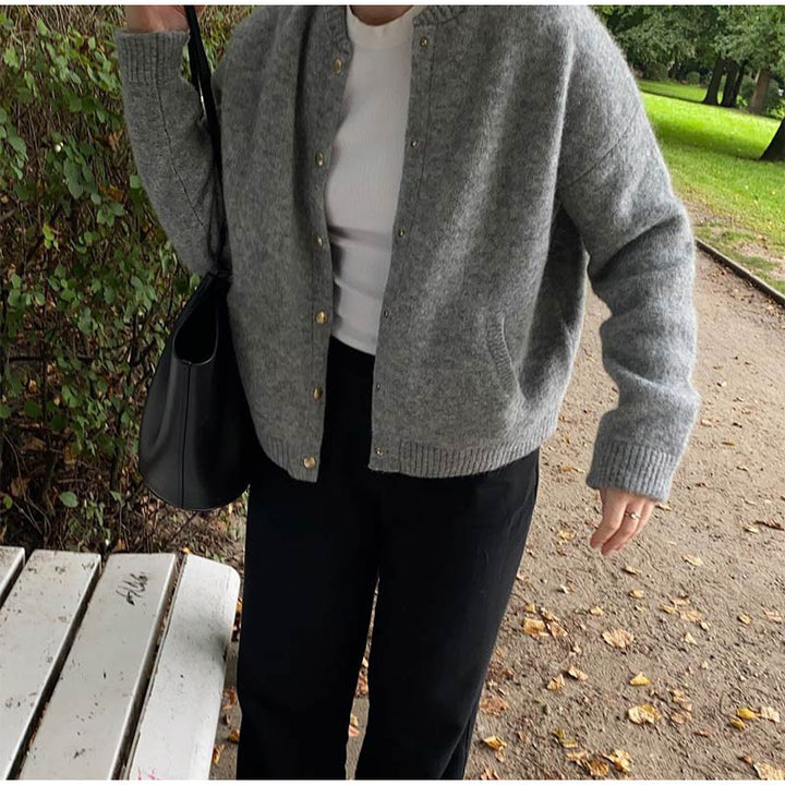 Damen Strickjacke mit knöpfbarem Design und weichem Material Drune