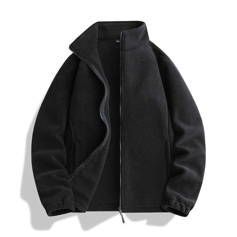 Unisex Fleecejacke mit Stehkragen, durchgehendem Reißverschluss und elastischen Bündchen Drune