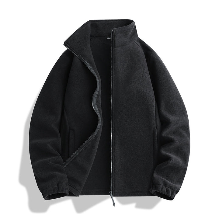 Unisex Fleecejacke mit Stehkragen, durchgehendem Reißverschluss und elastischen Bündchen Drune