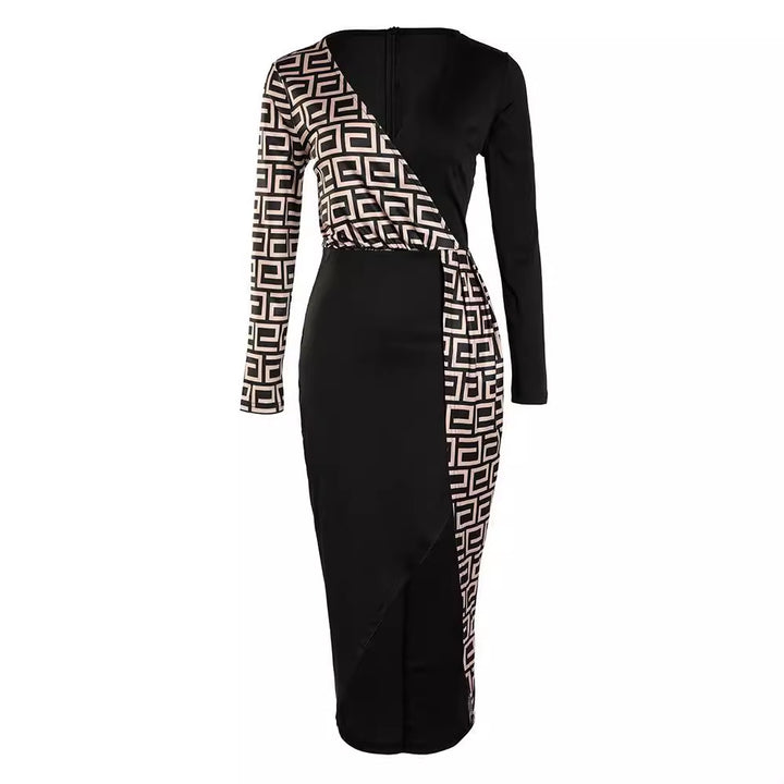 Damen Elegantes Maxi-Kleid mit aufregendem seitlichem Schlitz und grafischem Muster Drune