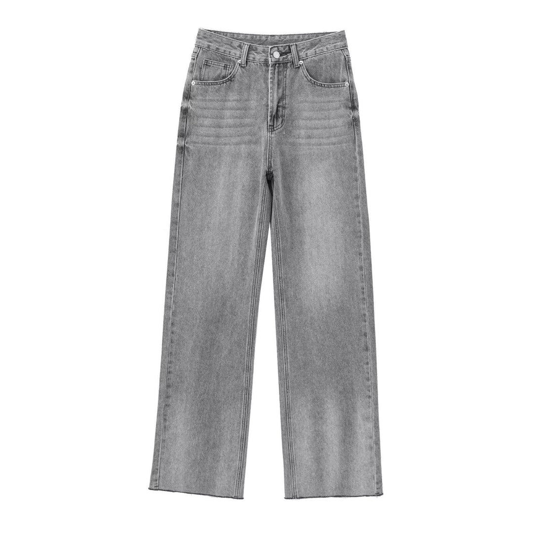 Damen hochtaillierte Wide-Leg-Jeans mit weitem Bein und Vintage-Waschung Drune