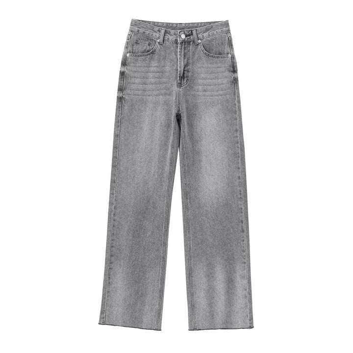Damen hochtaillierte Wide-Leg-Jeans mit weitem Bein und Vintage-Waschung Drune