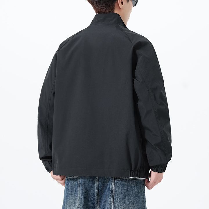 Herren Leichte Utility-Übergangsjacke mit Stehkragen, Raglanärmeln und verstellbaren Klettbündchen Drune