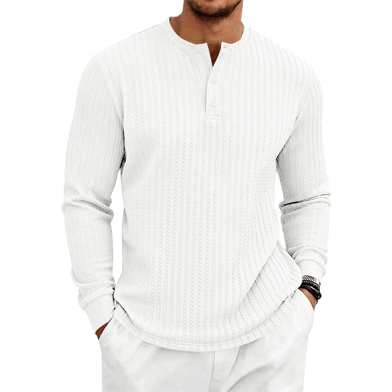Herren Feinstrick-Henley mit Stehkragen und Zopfmuster Drune