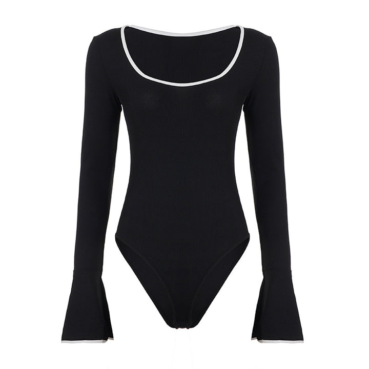 Damen Body mit langen Ärmeln und elegantem Rüschenabschluss Drune