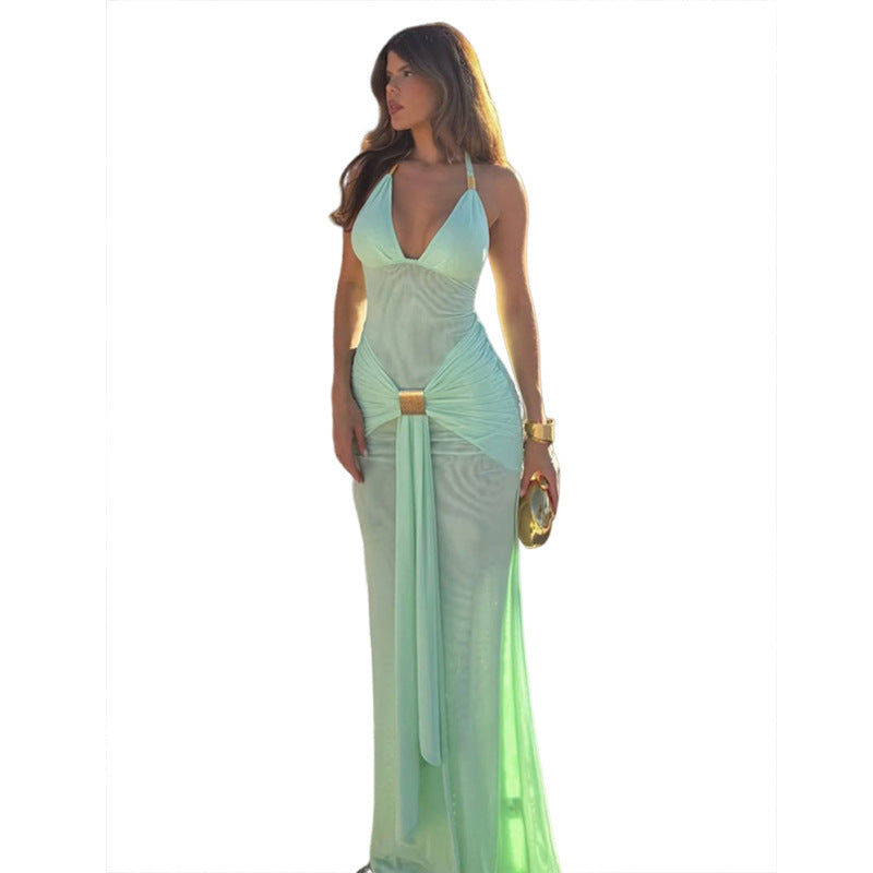 Damen Elegantes Maxikleid mit raffiniertem Wickeldesign Drune