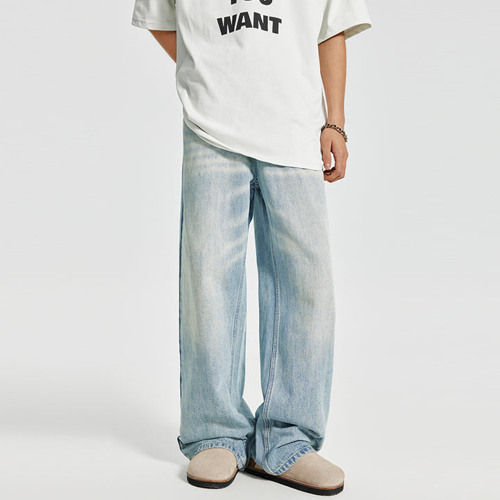 Herren Baggy-Denim-Palazzohose im washed‑Lightlook mit extra weitem Bein Drune