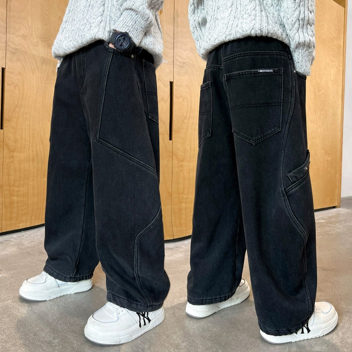 Unisex weite Cargo-Jeans mit kreativen Nähten Drune