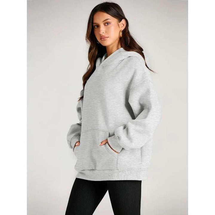 Damen nan oversized Kapuzenpullover mit verlängerter Silhouette und Kängurutasche Drune
