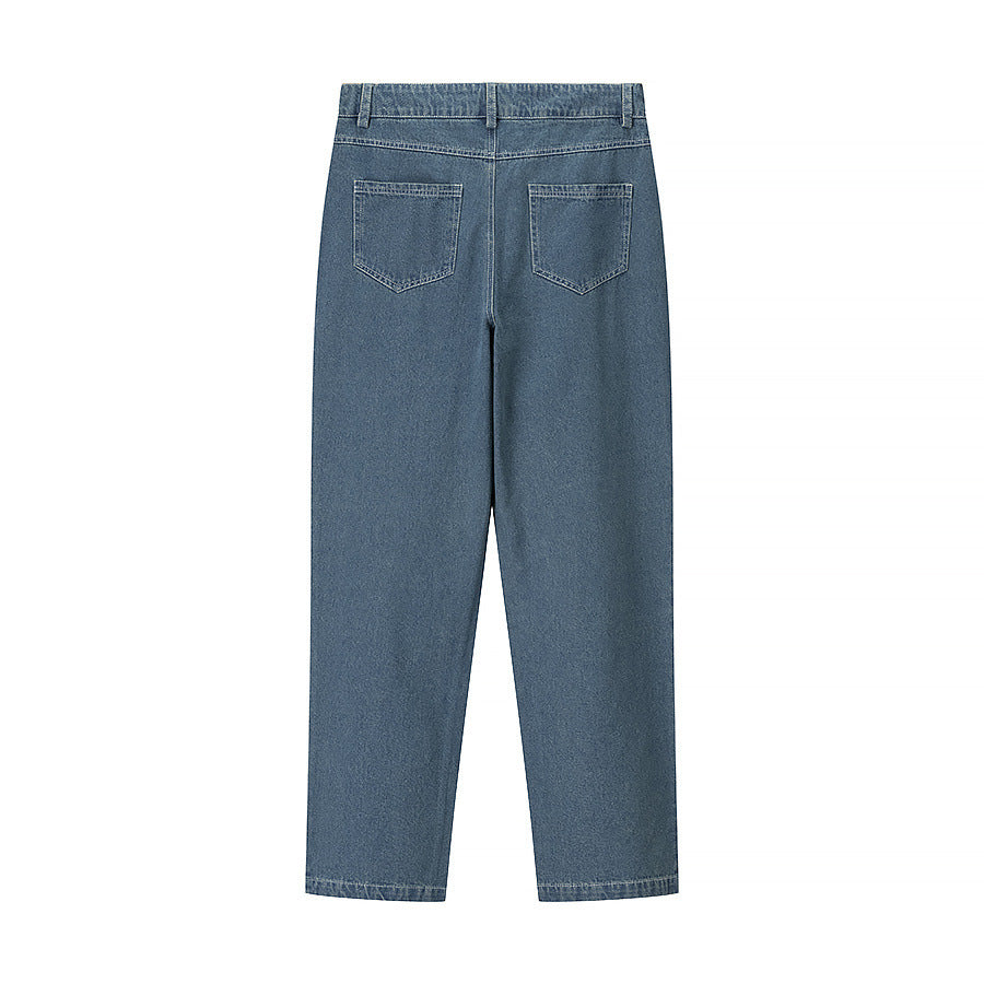 Damen nan gerade Jeans mit Rautensteppung, hoher Taille und geradem Bein Drune