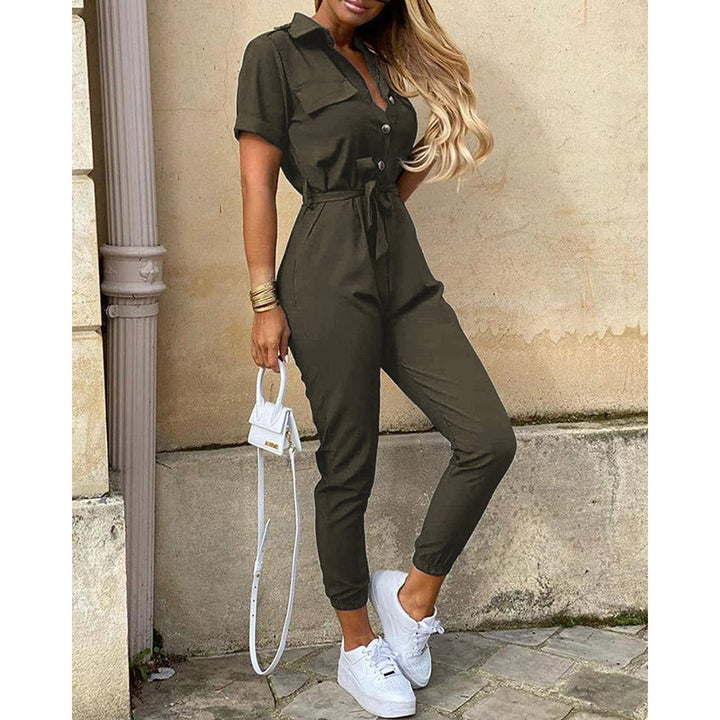 Damen Modischer Jumpsuit mit tailliertem Schnitt und praktischen Taschen Drune