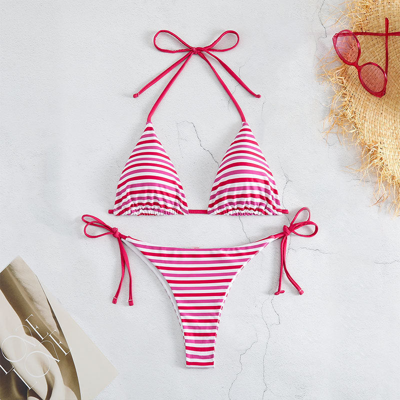 Damen Triangel-Bikini-Set mit verstellbaren Bindebändern Drune