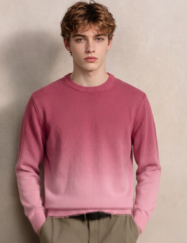 Herren Feinstrick-Pullover mit Dip-Dye-Effekt und Rundhalsausschnitt Drune