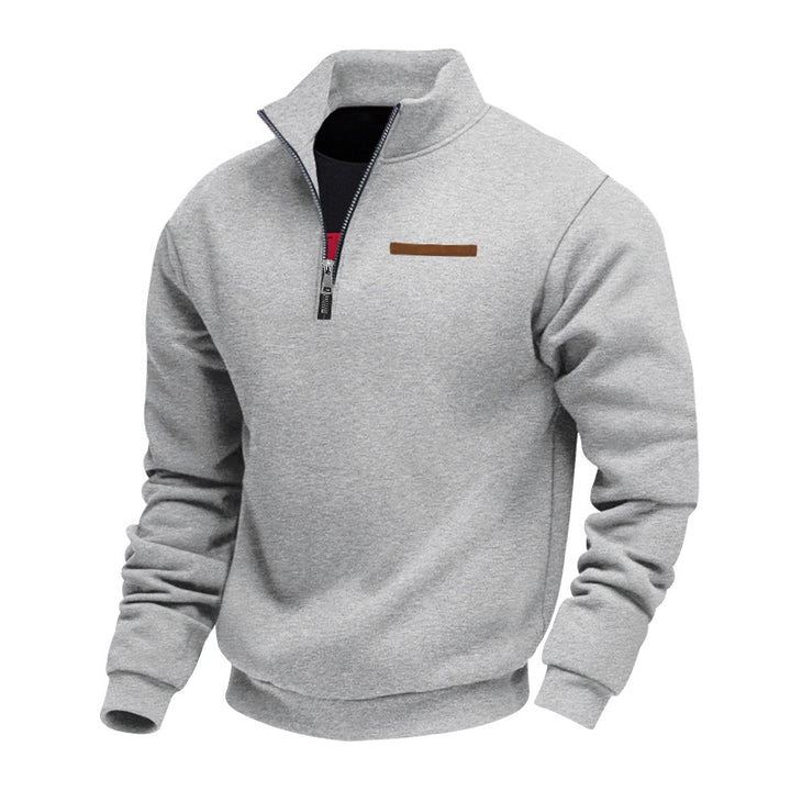 Herren nan komfortabler Halbzip Fleecepullover mit Stehkragen und elastischen Bündchen Drune