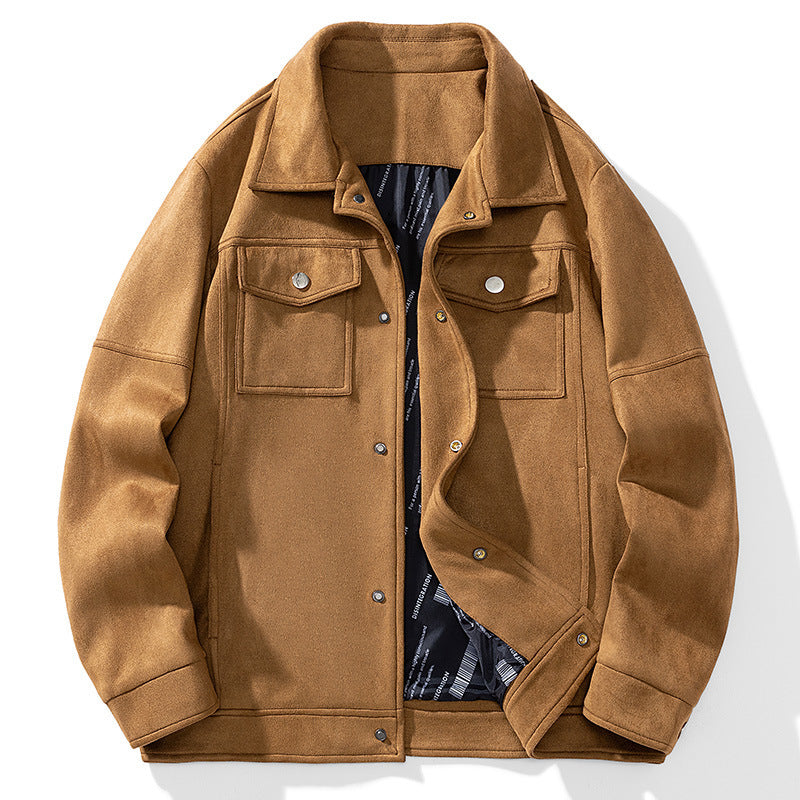 Herren Overshirt aus Kunstleder mit Hemdkragen und Pattentaschen Drune