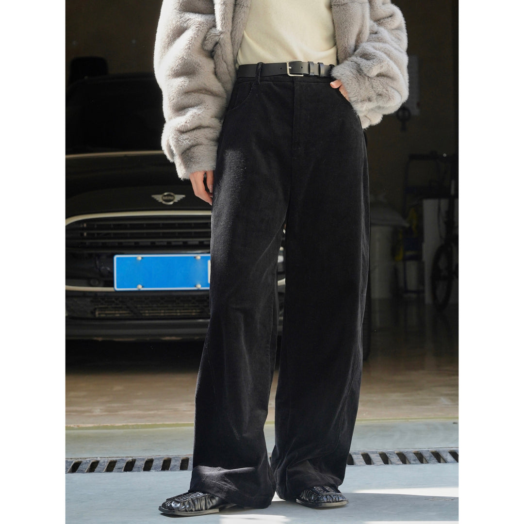 Damen Hochtaillierte Cordvelours Palazzo-Hose mit weitem Bein Drune