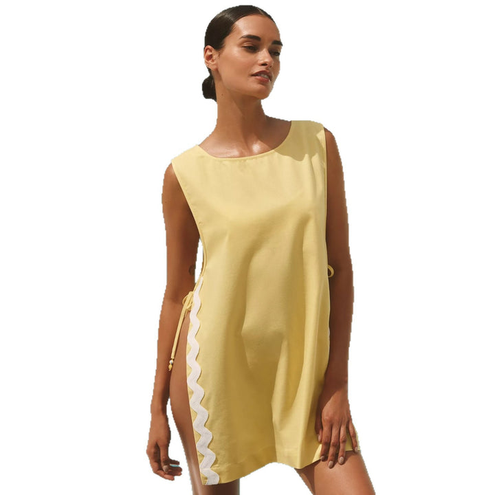 Damen lässiges Sommerkleid mit seitlichen Bindebändern Drune