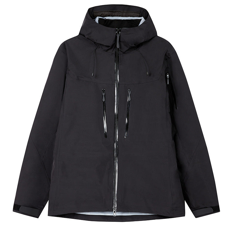 Herren Technische wasserdichte Outdoorjacke mit Kapuze und verschweißten Reißverschlüssen Drune
