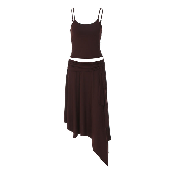 Damen Lässiges Sommerkleid mit asymmetrischem Saum und verstellbaren Trägern Drune
