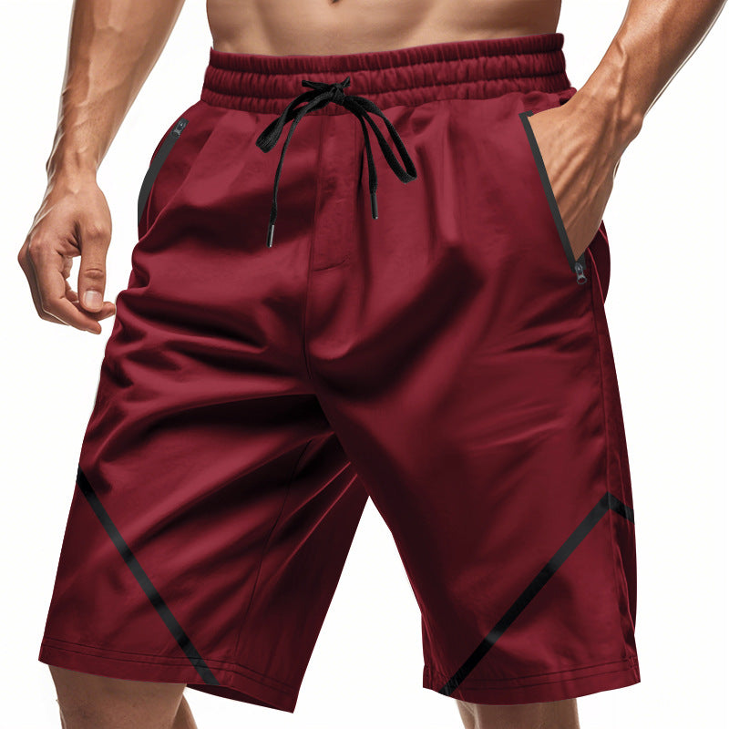 Herren nan atmungsaktive Trainingsshorts mit Reißverschlusstaschen und elastischem Tunnelzugbund Drune