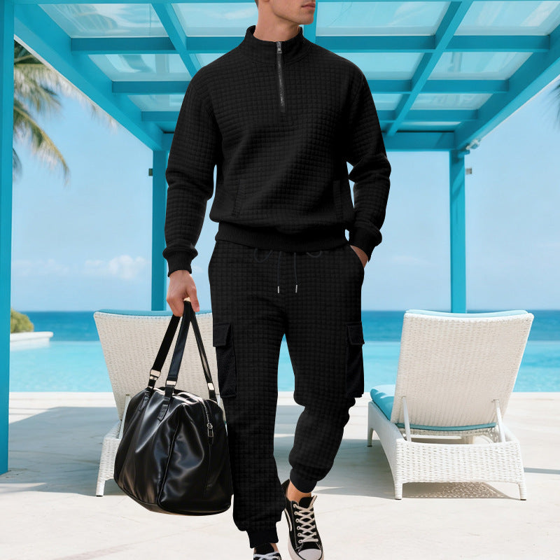 Herren Funkelndes Freizeit-Ensemble mit hohem Kragen und praktischen Taschen Drune