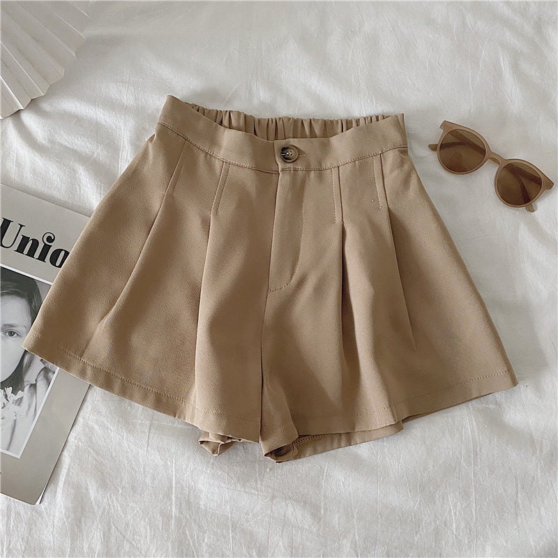 Damen elegante Shorts mit Faltenwurf und Knopfdetail