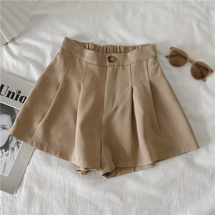 Damen elegante Shorts mit Faltenwurf und Knopfdetail
