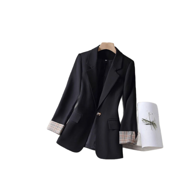 Damen klassische Blazerjacke mit ausgefallenen Ärmelaufschlägen Drune