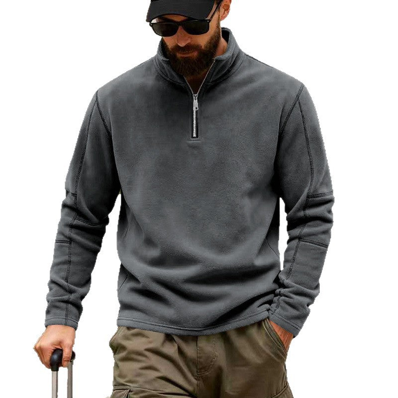 Herren Halbzip-Sweatshirt mit Stehkragen und markanten Nahtdetails Drune