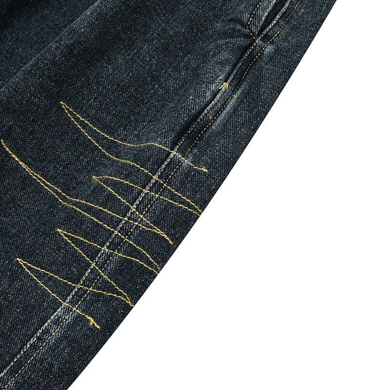 Damen Weite Denim‑Hose mit Kellerfalten, elastischem Bund und legerer Silhouette Drune