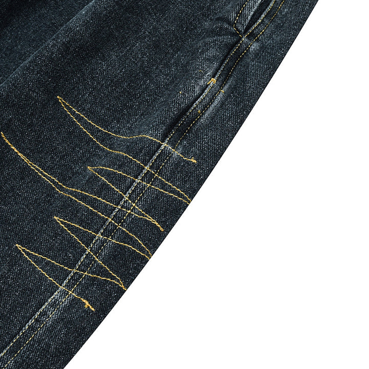 Damen Weite Denim‑Hose mit Kellerfalten, elastischem Bund und legerer Silhouette Drune