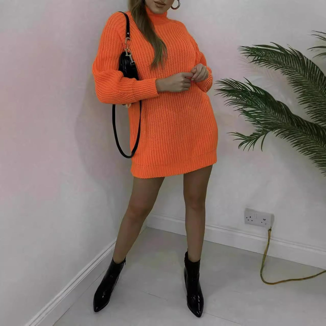 Damen Oversized Pulli mit hohem Kragen und Struktur Drune